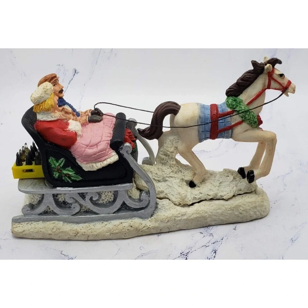 Coca Cola Town Square Collection Accessory Sleigh Ride 64324 Couple w/ Horse